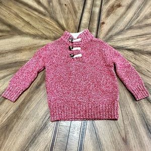 EUC Cat & Jack Red Marbled Knit Sweater — Toddler Boys 2T